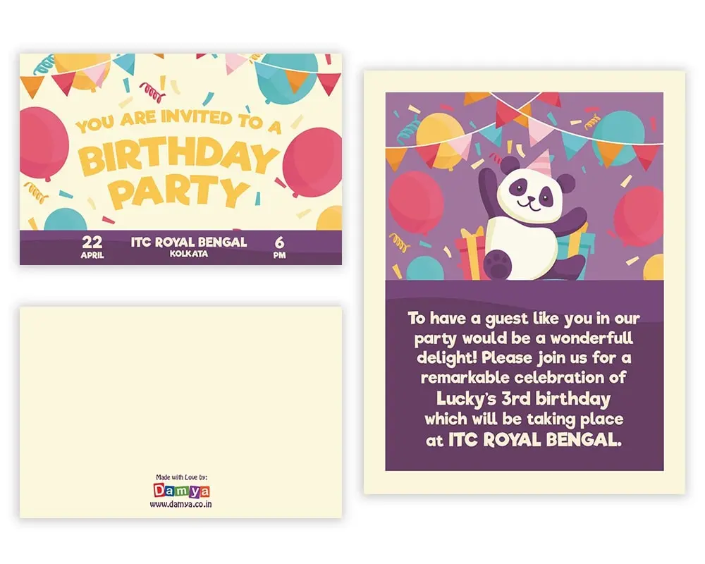 All Sides of Design Number 1 for Invitation Cards for Birthday Parties