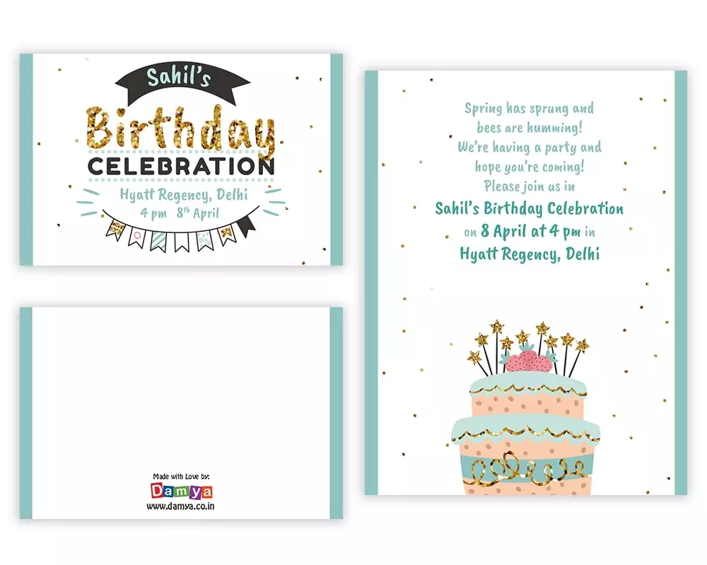 All Sides of Design Number 3 for Invitation Cards for Birthday Parties