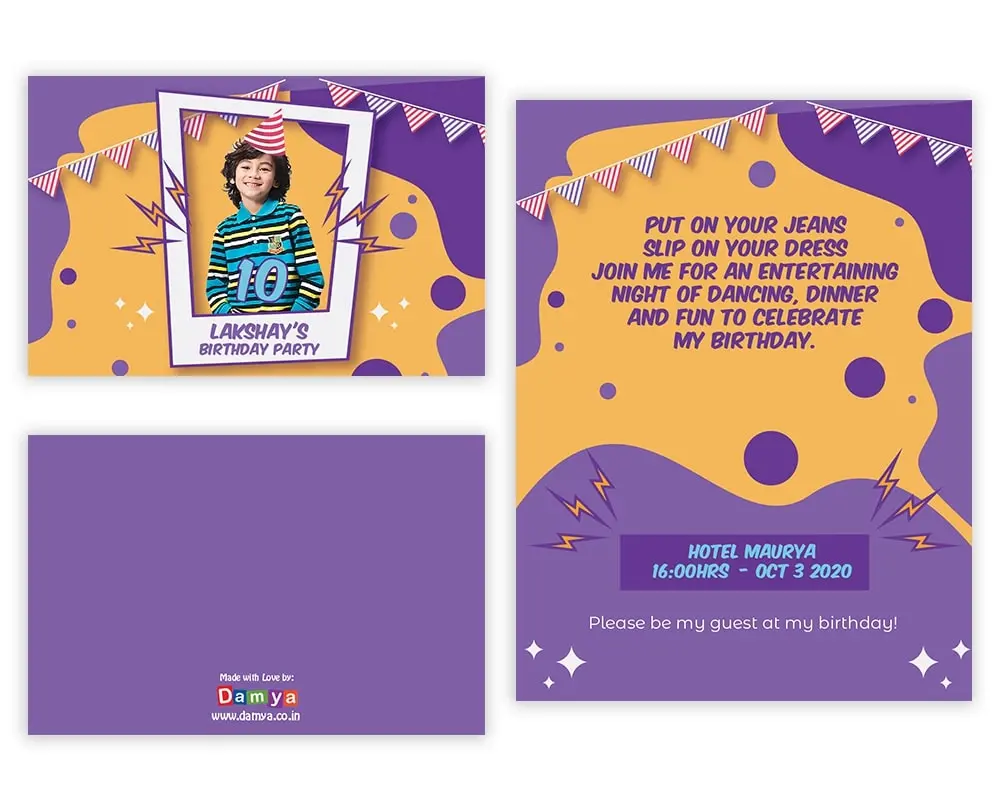 All Sides of Design Number 4 for Invitation Cards for Birthday Parties
