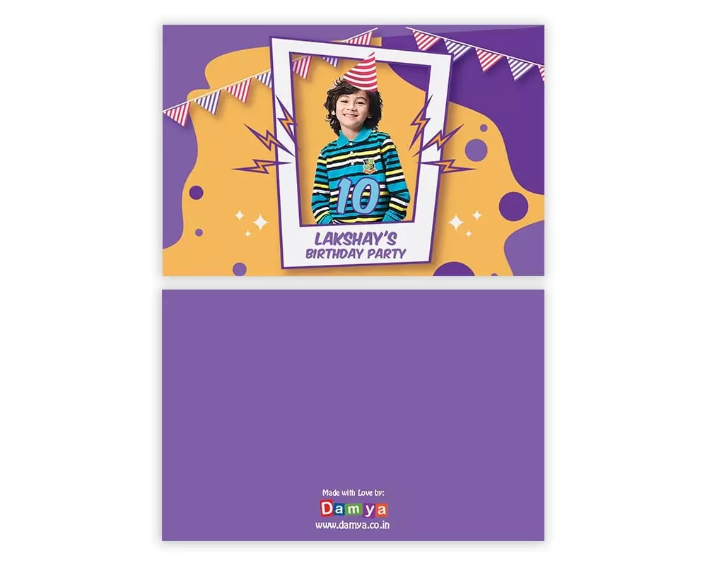 Back Side of Design Number 4 for Invitation Cards for Birthday Parties