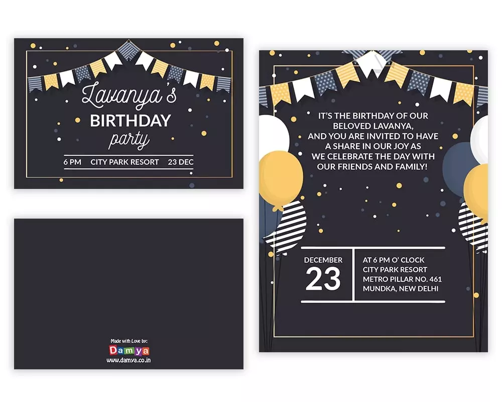 All Sides of Design Number 6 for Invitation Cards for Birthday Parties