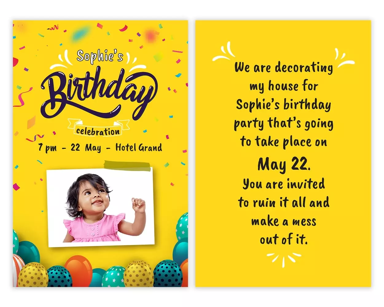 All Sides of Design Number 10 for Invitation Cards for Birthday Parties