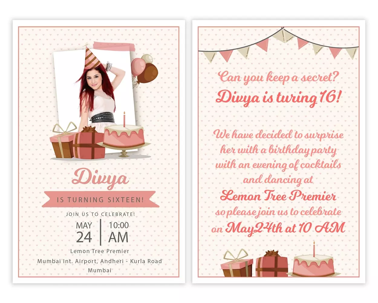All Sides of Design Number 2 for Invitation Cards for Birthday Parties
