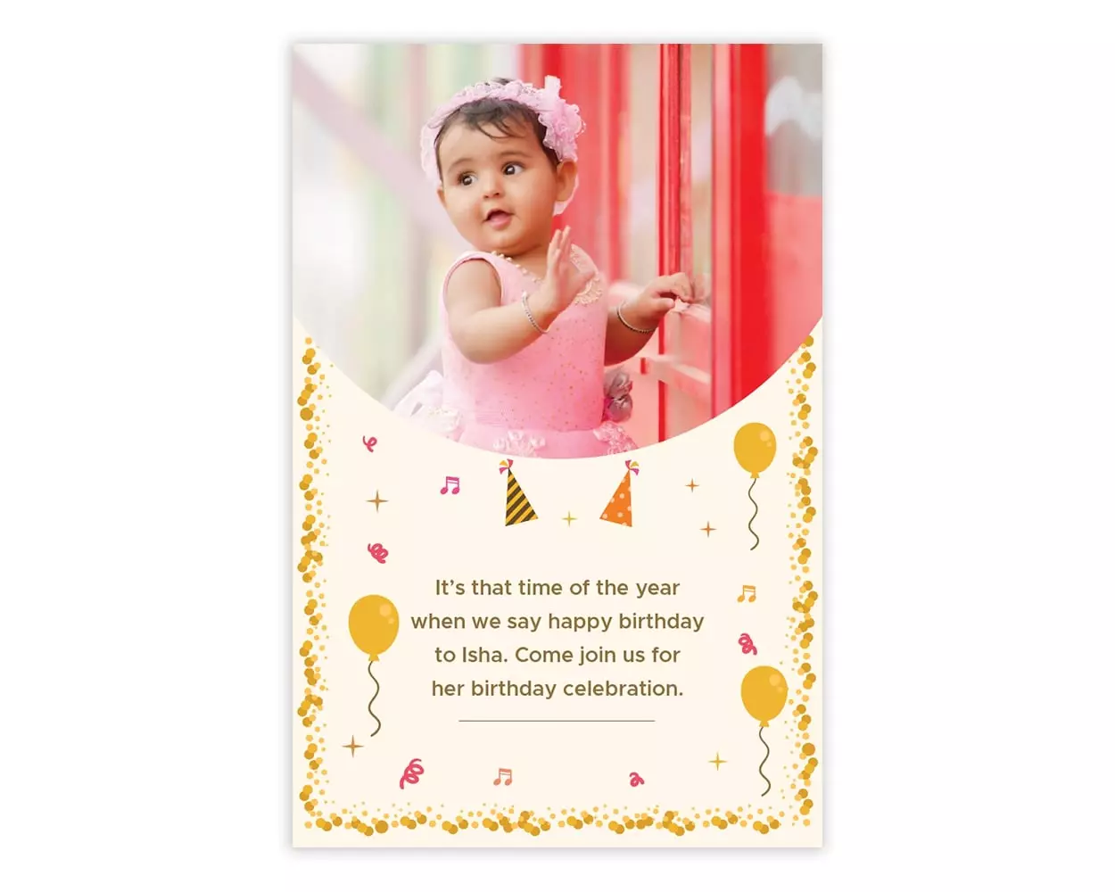Front Side of Design Number 5 for Invitation Cards for Birthday Parties