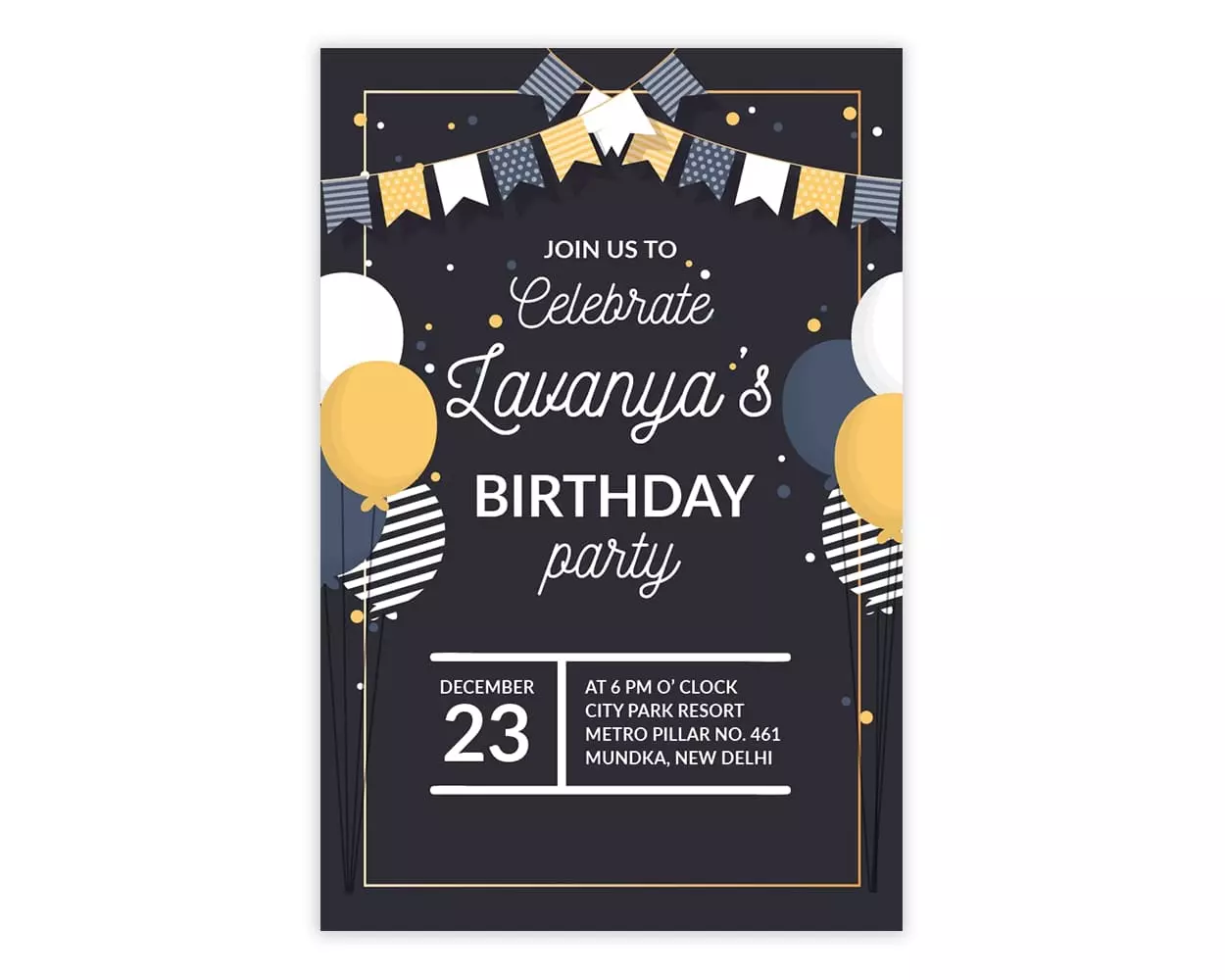 Back Side of Design Number 6 for Invitation Cards for Birthday Parties
