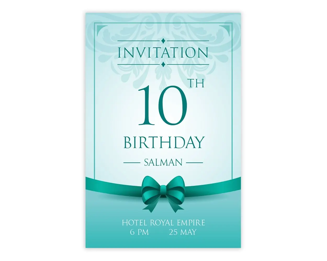 Back Side of Design Number 7 for Invitation Cards for Birthday Parties