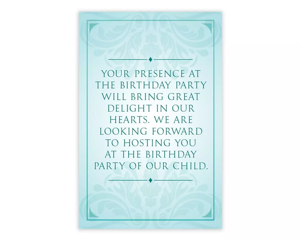 Front Side of Design Number 7 for Invitation Cards for Birthday Parties