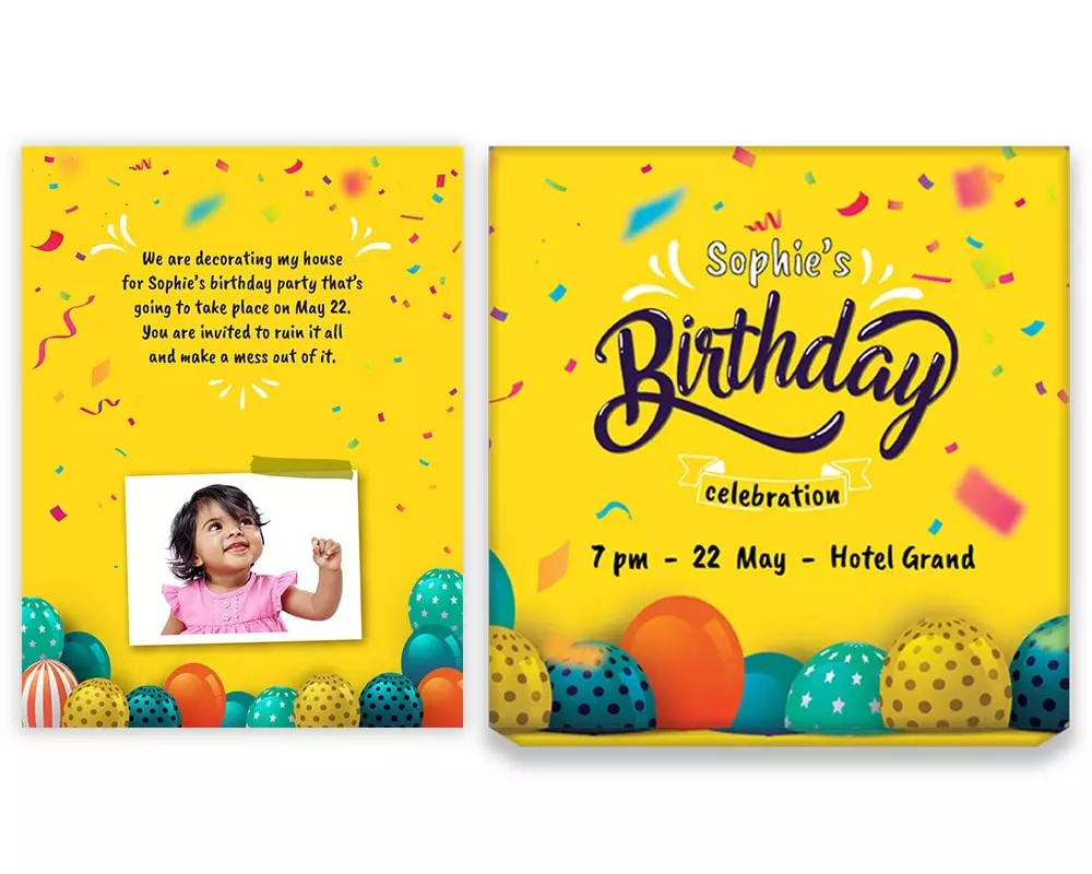 Design Number 10 for Large Customized Gifts with Large Foldable Invitation Cards for Birthday Parties
