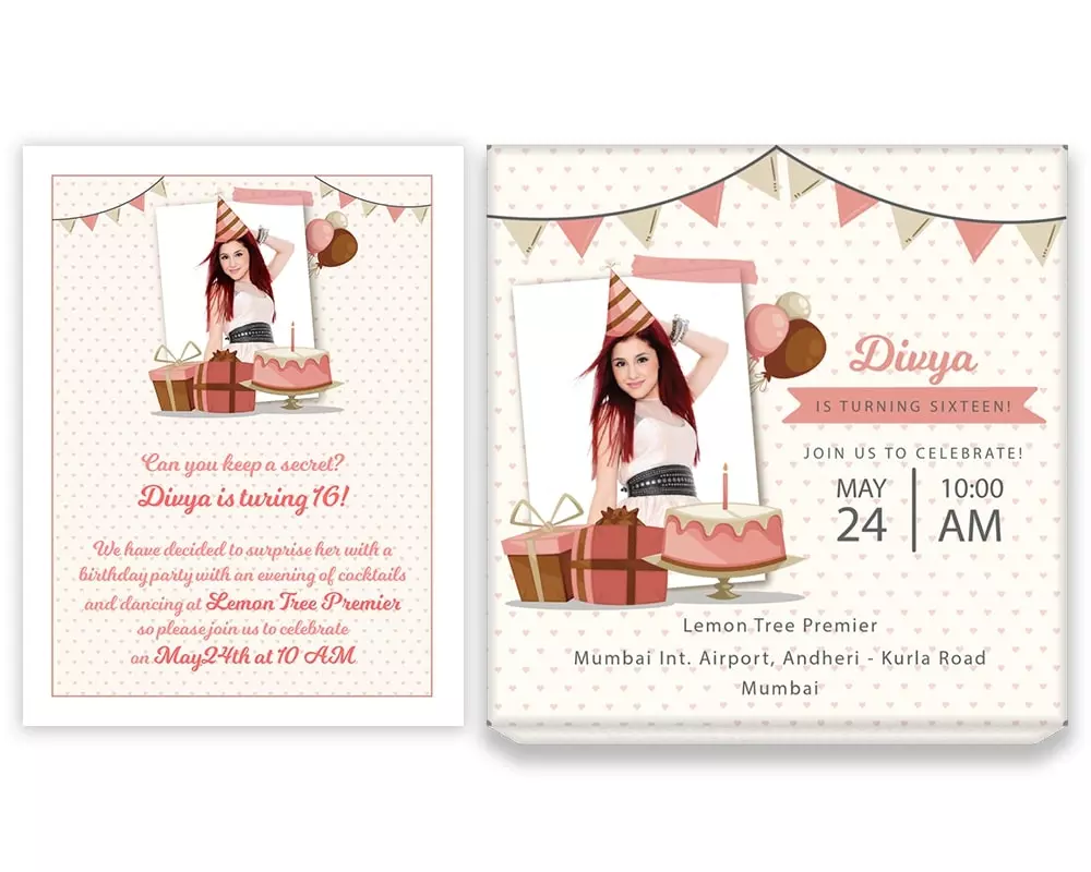 Design Number 2 for Large Customized Gifts with Large Foldable Invitation Cards for Birthday Parties
