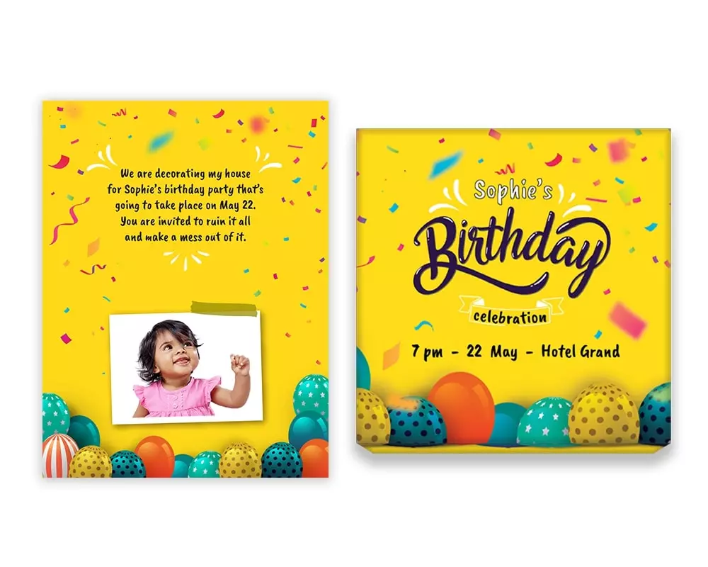 Design Number 10 for Medium Customized Gifts with Large Foldable Invitation Cards for Birthday Parties