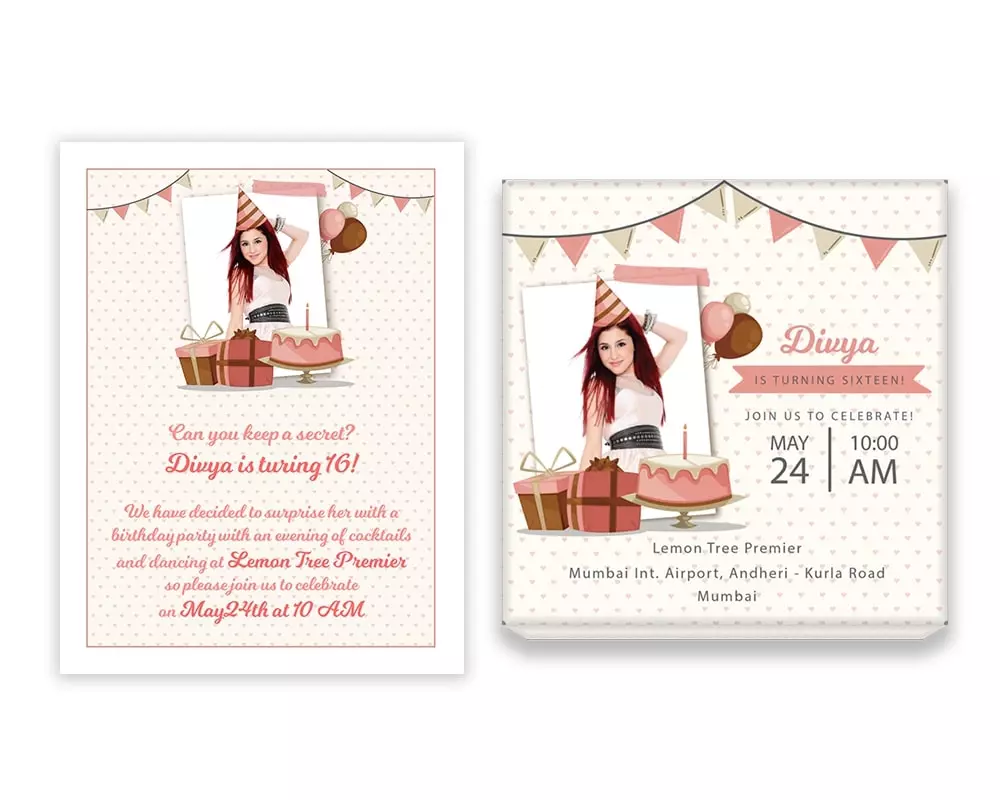 Design Number 2 for Medium Customized Gifts with Large Foldable Invitation Cards for Birthday Parties