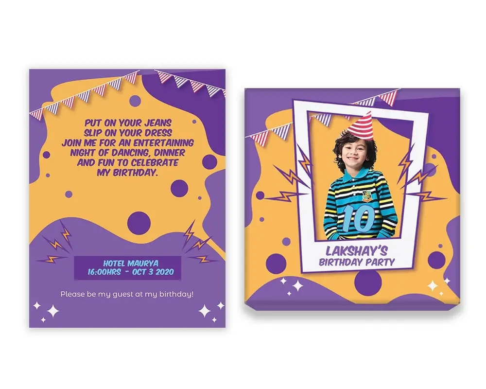 Design Number 4 for Medium Customized Gifts with Large Foldable Invitation Cards for Birthday Parties