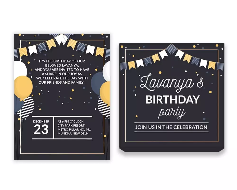 Design Number 6 for Medium Customized Gifts with Large Foldable Invitation Cards for Birthday Parties
