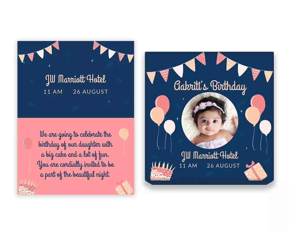 Design Number 9 for Medium Customized Gifts with Large Foldable Invitation Cards for Birthday Parties