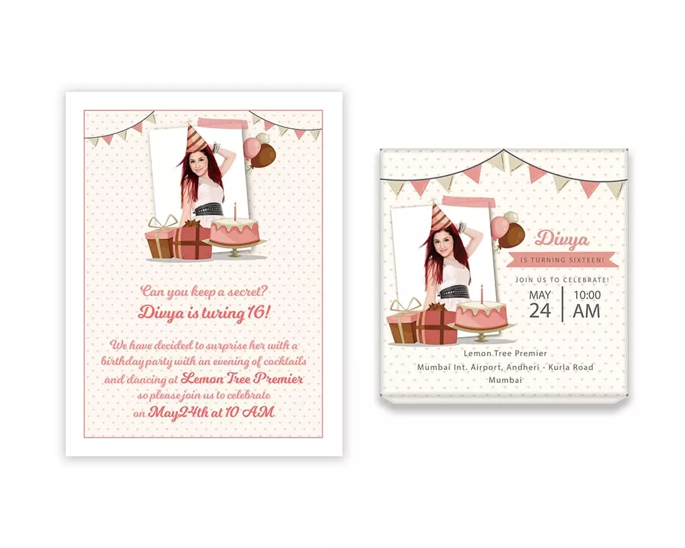 Design Number 2 for Small Customized Gifts with Large Foldable Invitation Cards for Birthday Parties