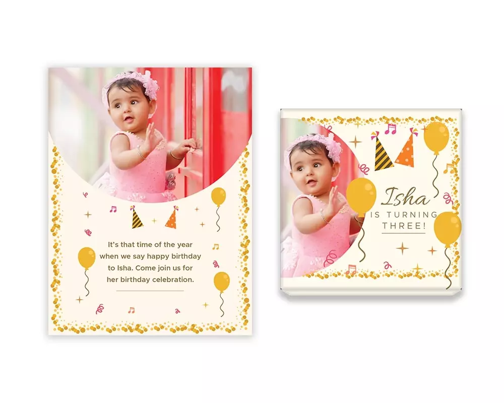 Design Number 5 for Small Customized Gifts with Large Foldable Invitation Cards for Birthday Parties