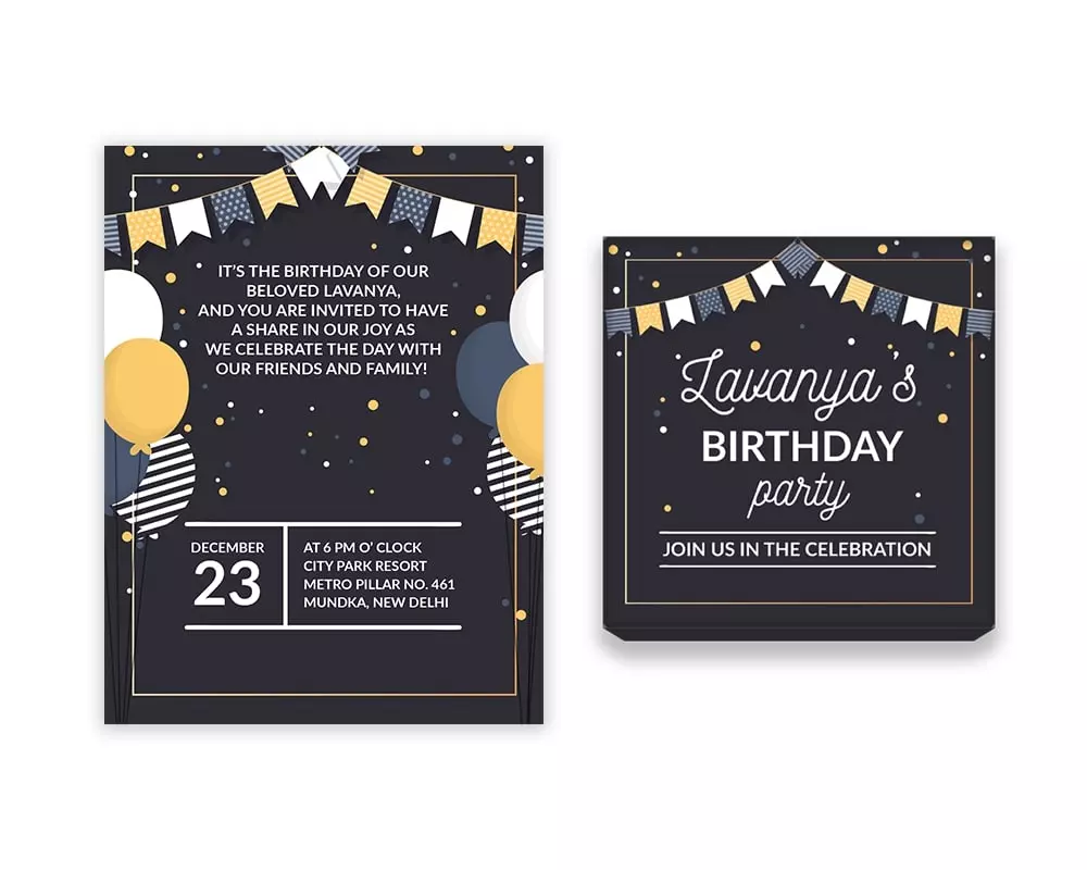 Design Number 6 for Small Customized Gifts with Large Foldable Invitation Cards for Birthday Parties