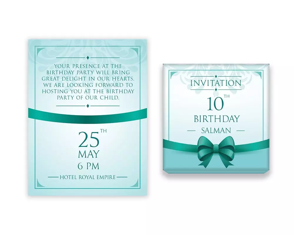 Design Number 7 for Small Customized Gifts with Large Foldable Invitation Cards for Birthday Parties