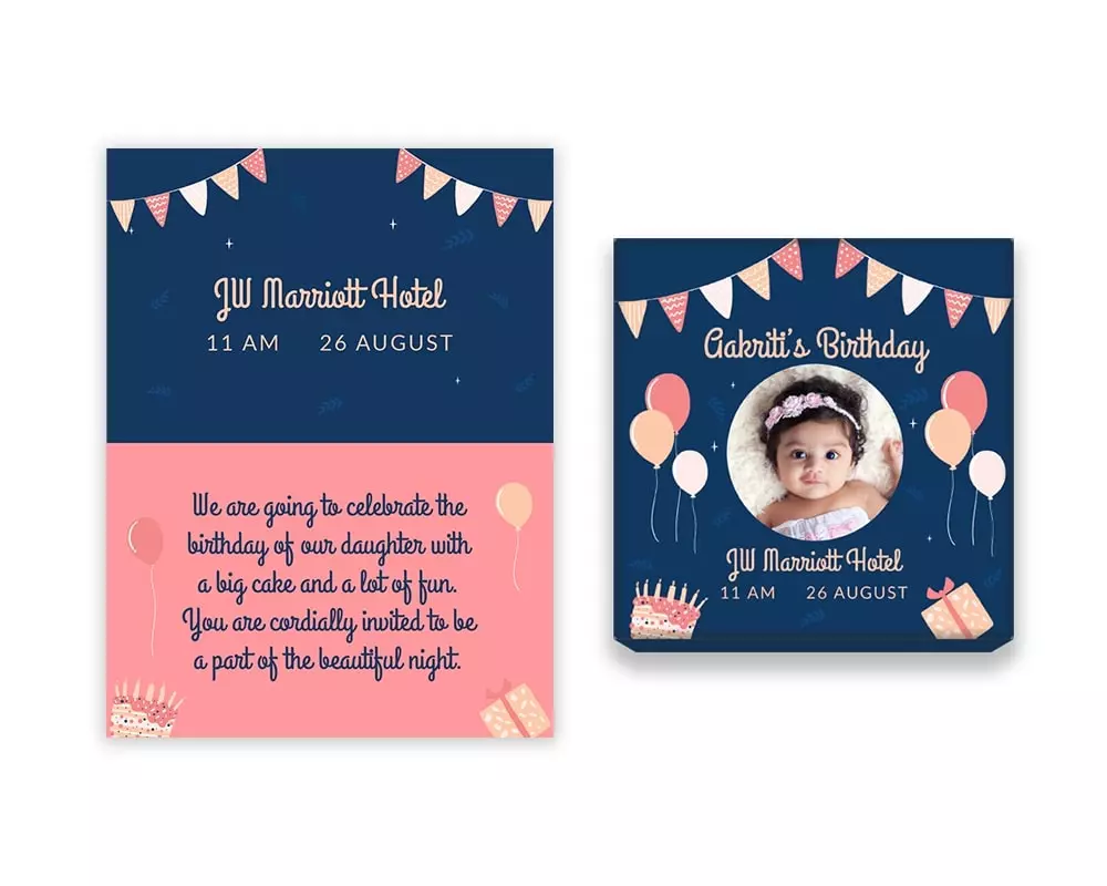 Design Number 9 for Small Customized Gifts with Large Foldable Invitation Cards for Birthday Parties