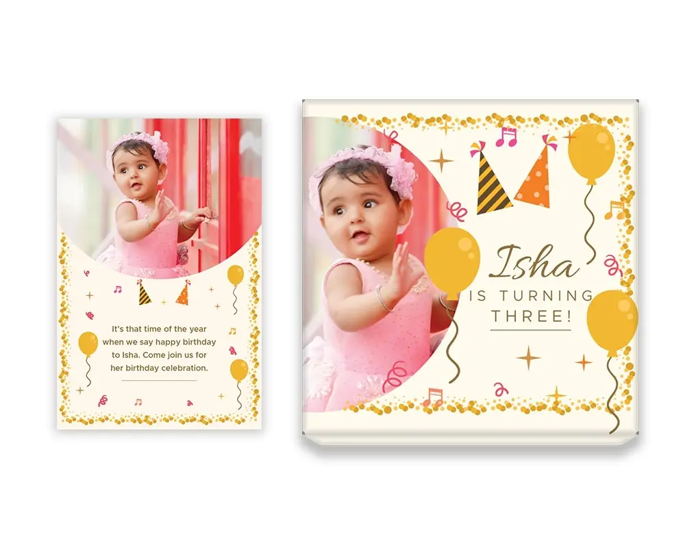 Design Number 5 for Medium Customized Gifts with Large Invitation Cards for Birthday Parties