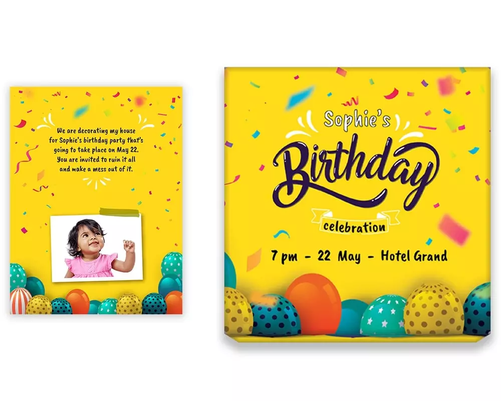 Design Number 10 for Large Customized Gifts with Small Foldable Invitation Cards for Birthday Parties