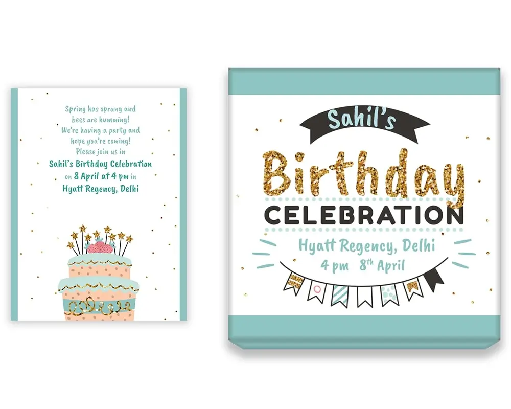 Design Number 3 for Large Customized Gifts with Small Foldable Invitation Cards for Birthday Parties