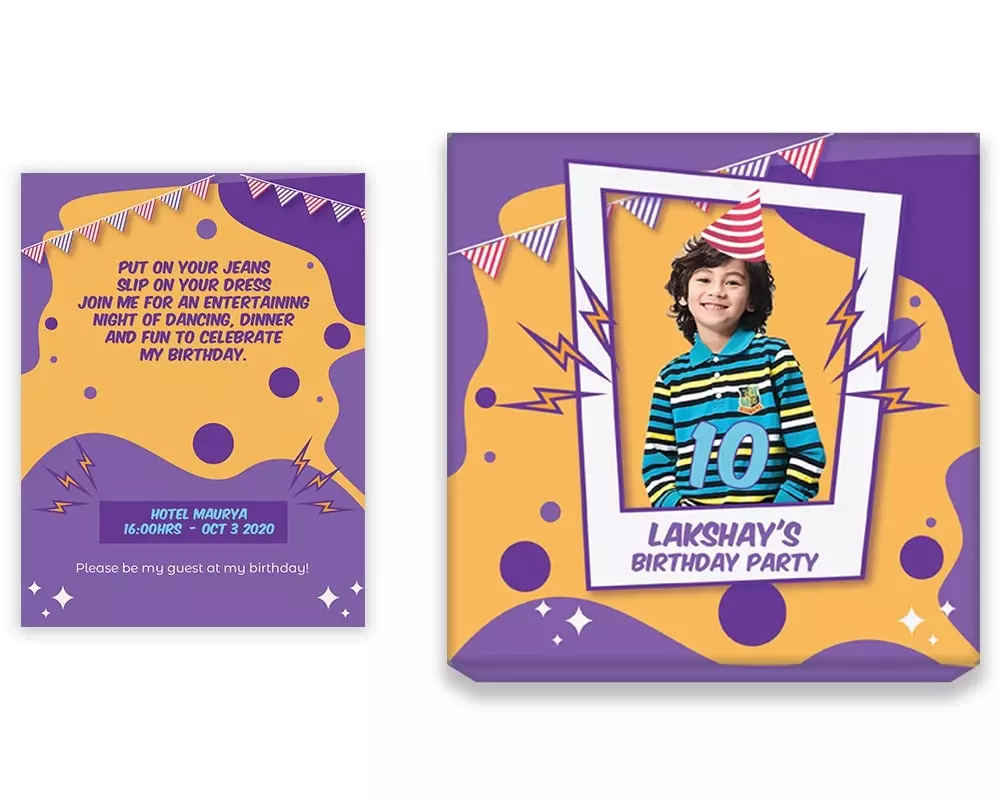 Design Number 4 for Large Customized Gifts with Small Foldable Invitation Cards for Birthday Parties