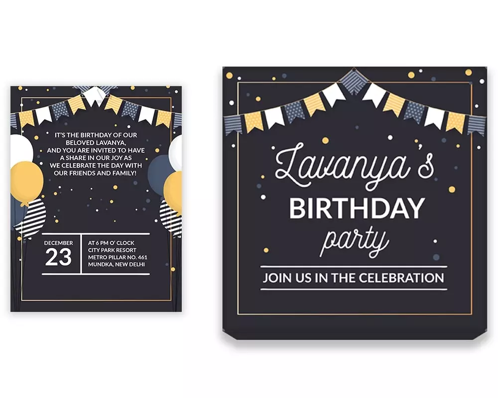 Design Number 6 for Large Customized Gifts with Small Foldable Invitation Cards for Birthday Parties