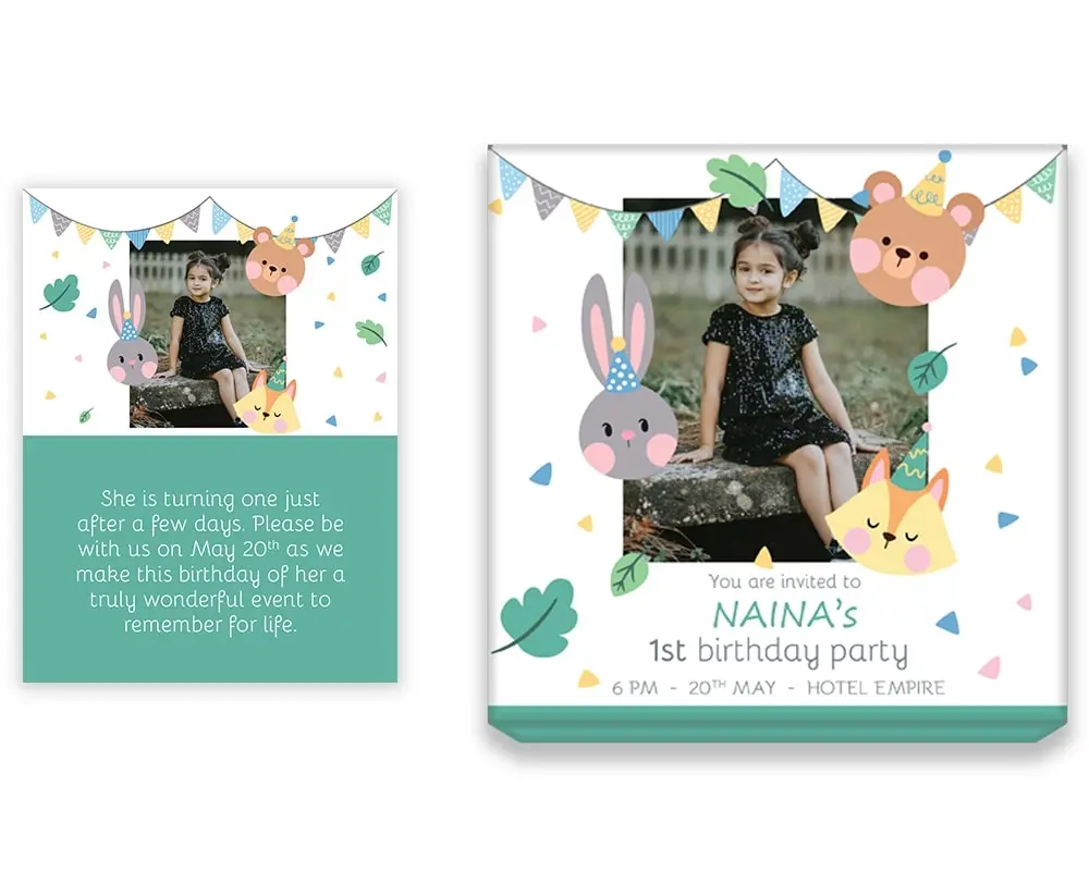 Design Number 8 for Large Customized Gifts with Small Foldable Invitation Cards for Birthday Parties