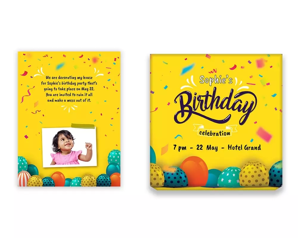 Design Number 10 for Medium Customized Gifts with Small Foldable Invitation Cards for Birthday Parties