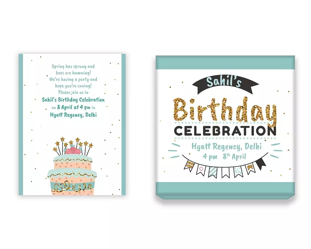 Design Number 3 for Medium Customized Gifts with Small Foldable Invitation Cards for Birthday Parties