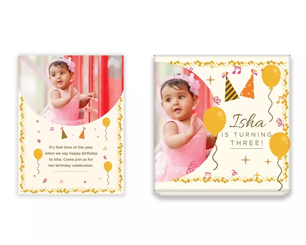 Design Number 5 for Medium Customized Gifts with Small Foldable Invitation Cards for Birthday Parties