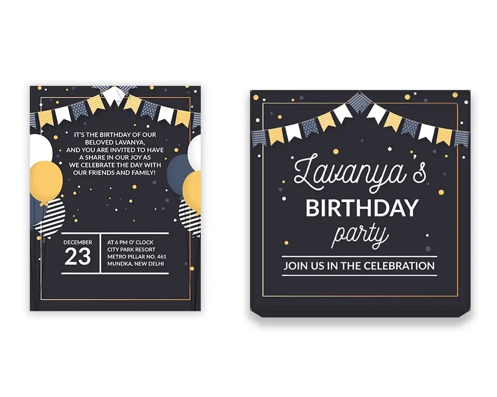 Design Number 6 for Medium Customized Gifts with Small Foldable Invitation Cards for Birthday Parties