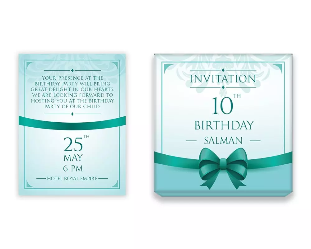 Design Number 7 for Medium Customized Gifts with Small Foldable Invitation Cards for Birthday Parties