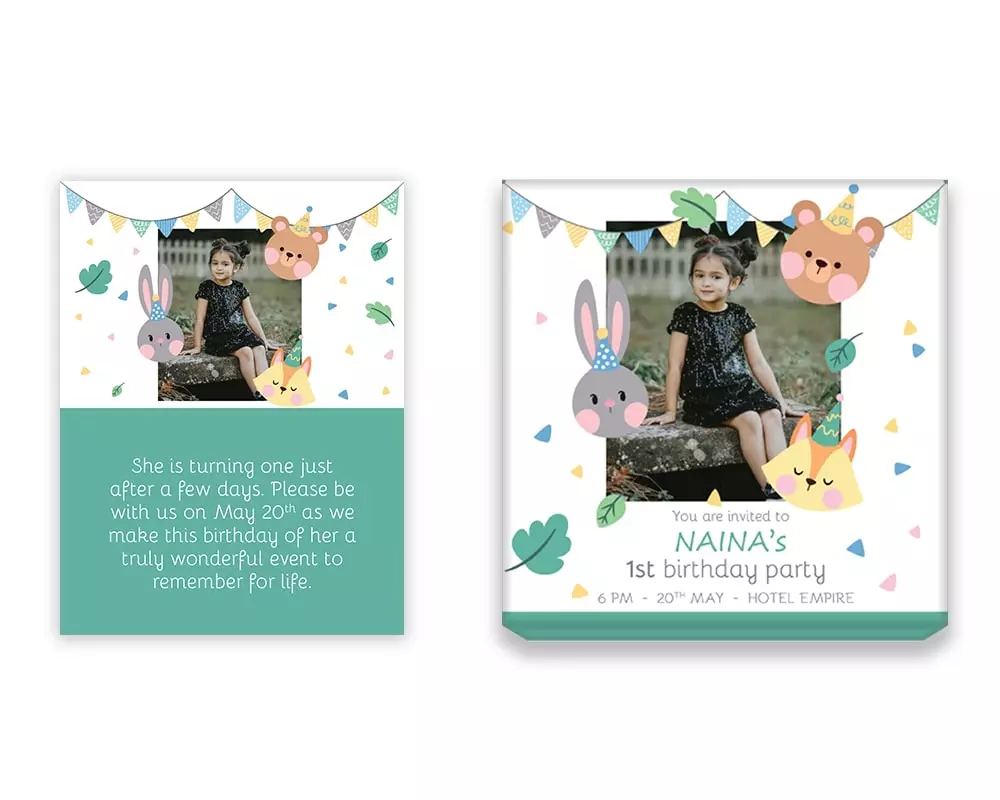 Design Number 8 for Medium Customized Gifts with Small Foldable Invitation Cards for Birthday Parties