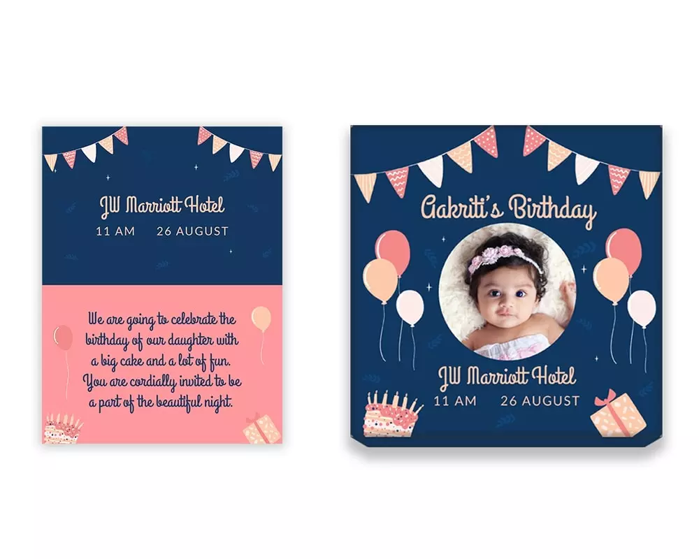 Design Number 9 for Medium Customized Gifts with Small Foldable Invitation Cards for Birthday Parties
