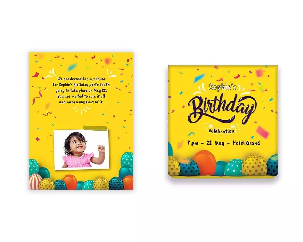 Design Number 10 for Small Customized Gifts with Small Foldable Invitation Cards for Birthday Parties