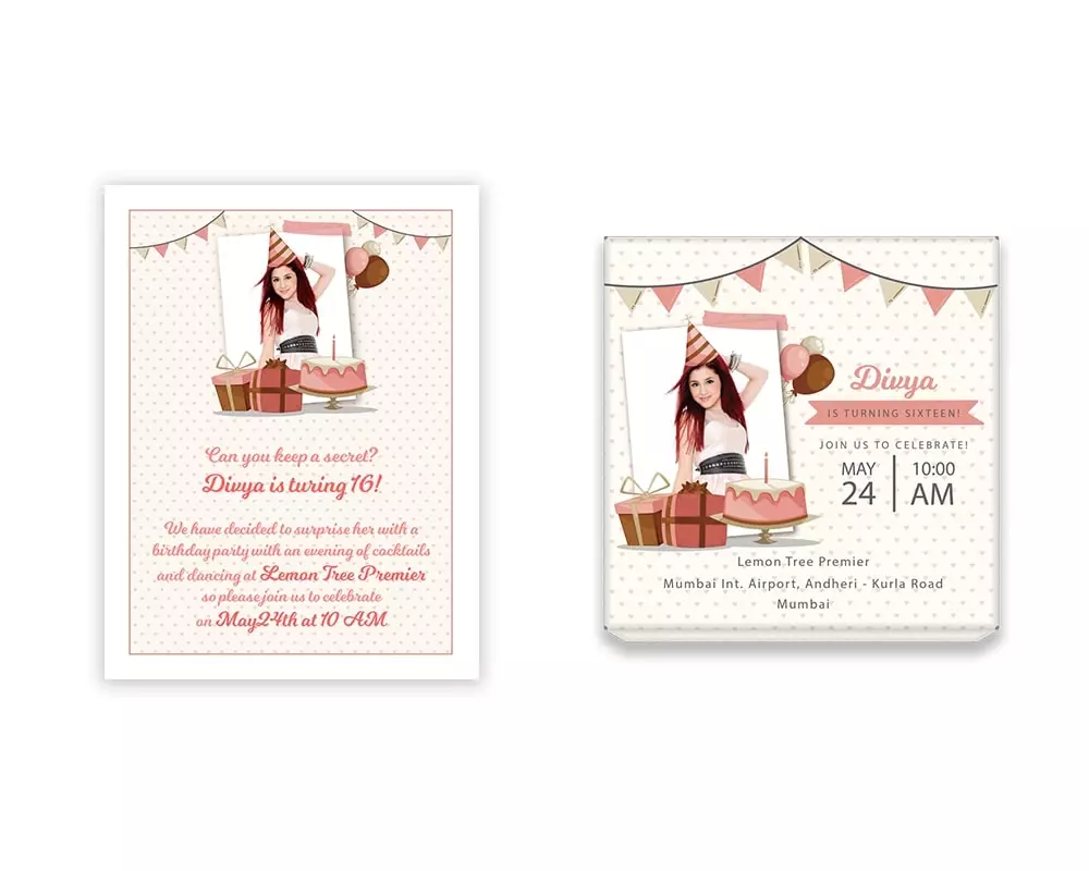 Design Number 2 for Small Customized Gifts with Small Foldable Invitation Cards for Birthday Parties