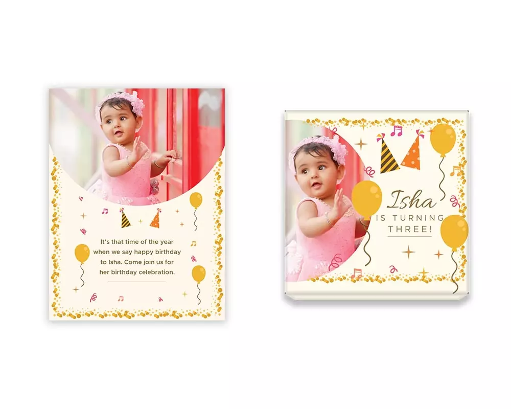 Design Number 5 for Small Customized Gifts with Small Foldable Invitation Cards for Birthday Parties
