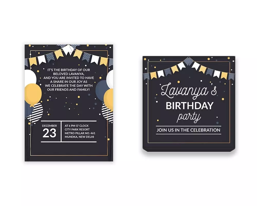Design Number 6 for Small Customized Gifts with Small Foldable Invitation Cards for Birthday Parties