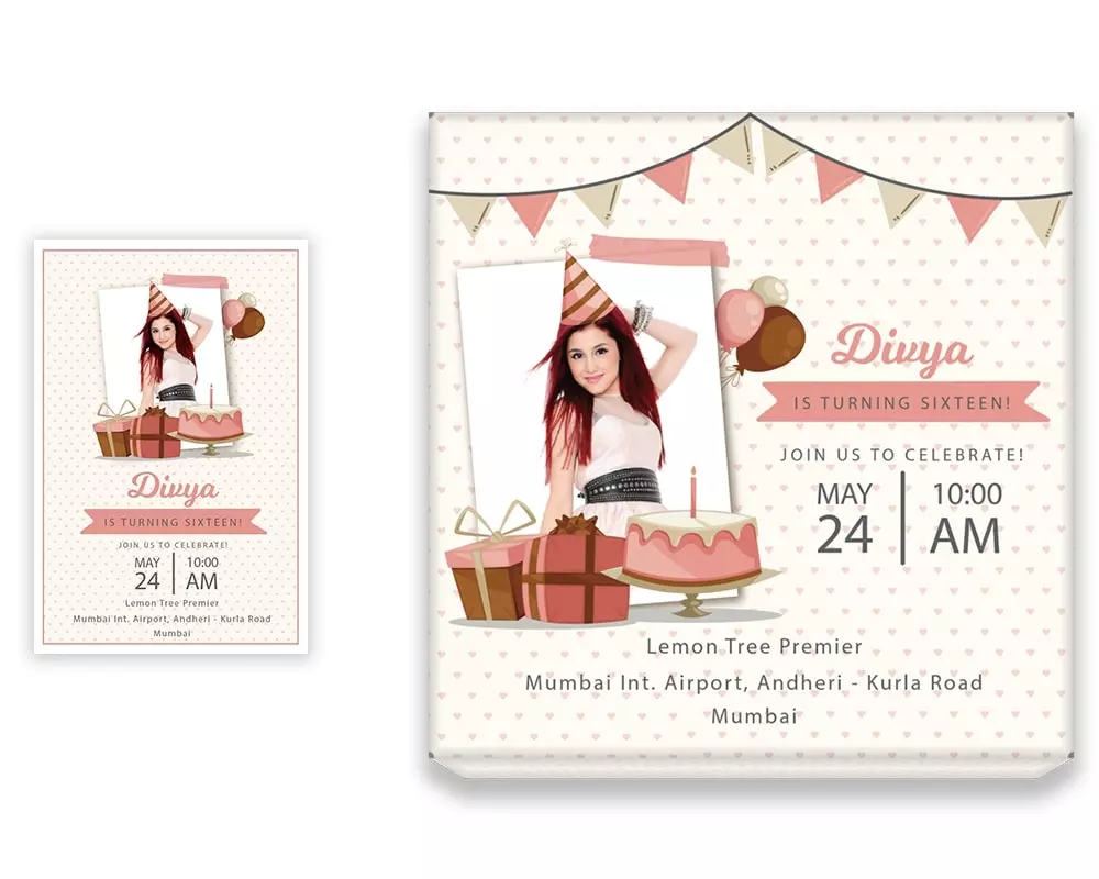 Design Number 2 for Large Customized Gifts with Small Invitation Cards for Birthday Parties