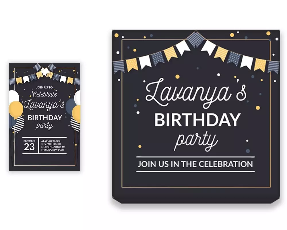 Design Number 6 for Large Customized Gifts with Small Invitation Cards for Birthday Parties