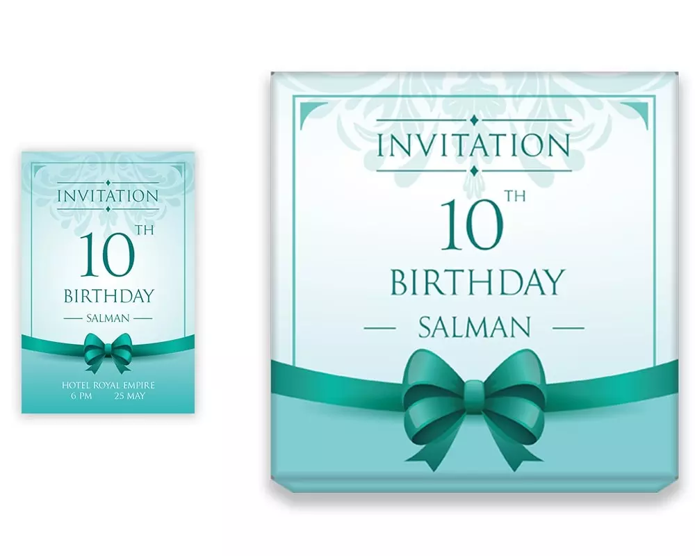 Design Number 7 for Large Customized Gifts with Small Invitation Cards for Birthday Parties