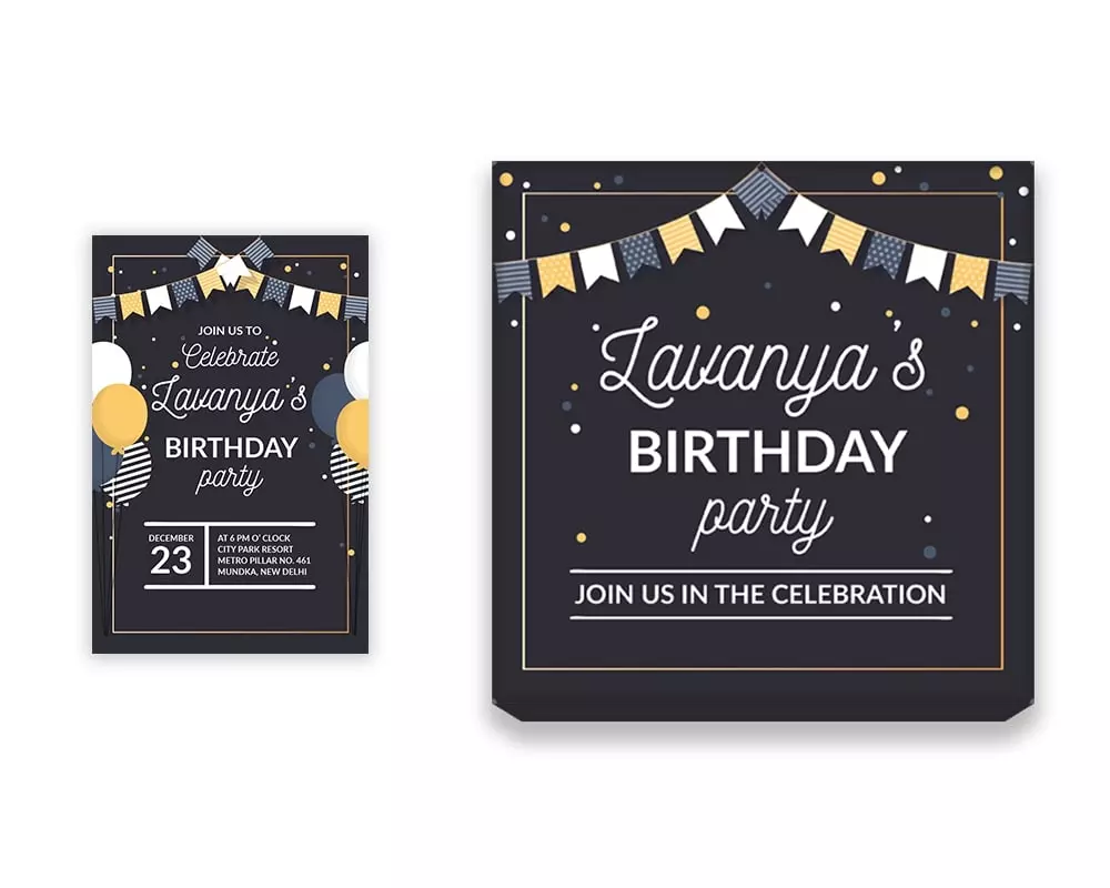 Design Number 6 for Medium Customized Gifts with Small Invitation Cards for Birthday Parties