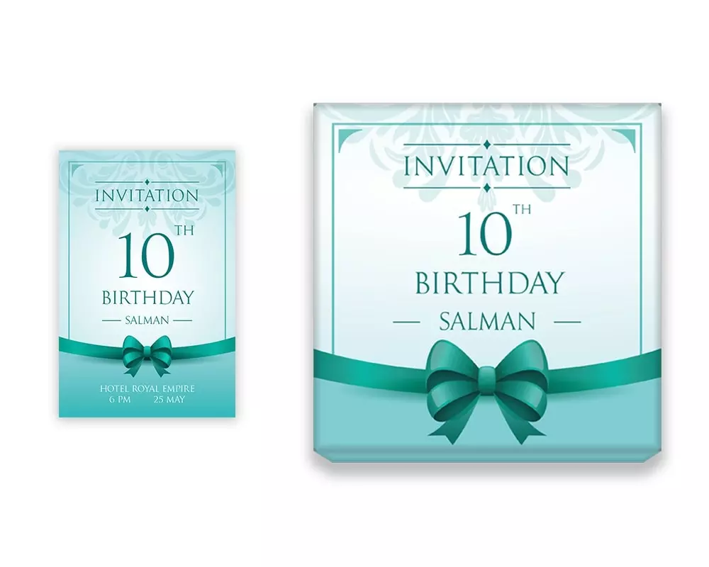 Design Number 7 for Medium Customized Gifts with Small Invitation Cards for Birthday Parties