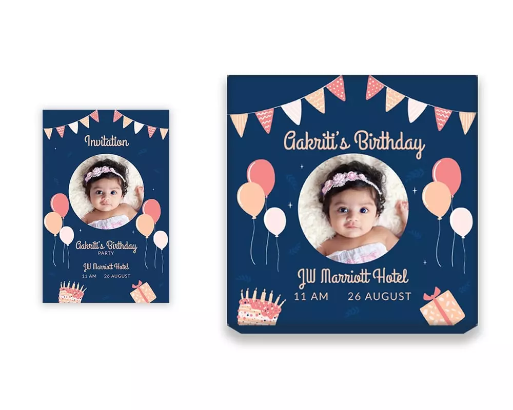 Design Number 9 for Medium Customized Gifts with Small Invitation Cards for Birthday Parties