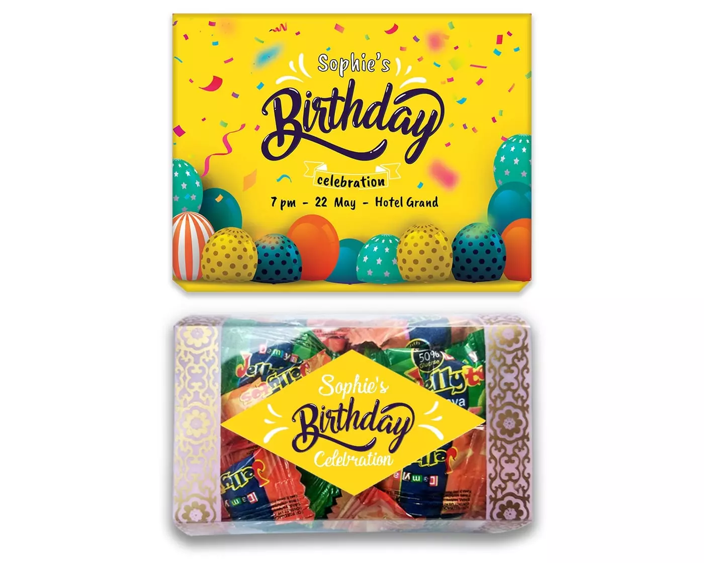 Design Number 10 of Jelly Candies in Customized Boxes for Birthday Party Invitations