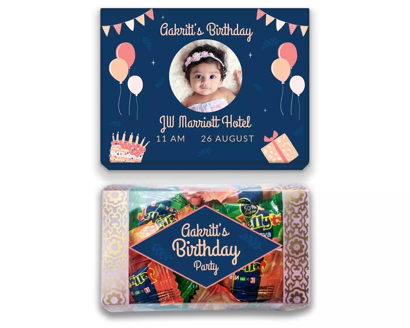 Design Number 9 of Jelly Candies in Customized Boxes for Birthday Party Invitations