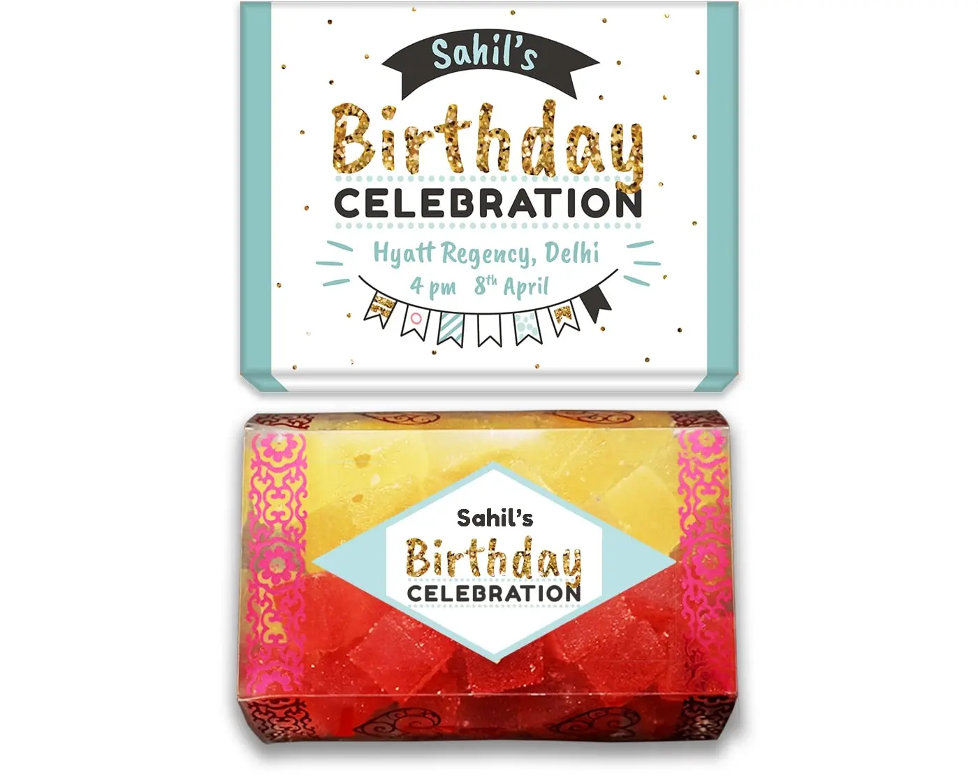 Design Number 3 of Jelly Sweets in Customized Boxes for Birthday Party Invitations
