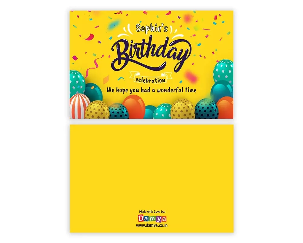 Back Side of Design Number 10 for Message Cards for Birthday Return Gifts